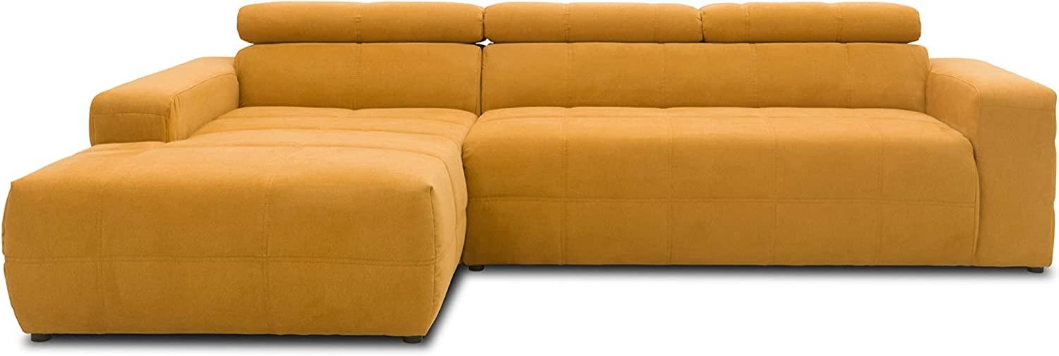 DOMO. collection Brandon Ecksofa, Sofa mit Rückenfunktion in L-Form, Polsterecke, Eckgarnitur, gelb, 288 x 228 x 80 cm Bild 1