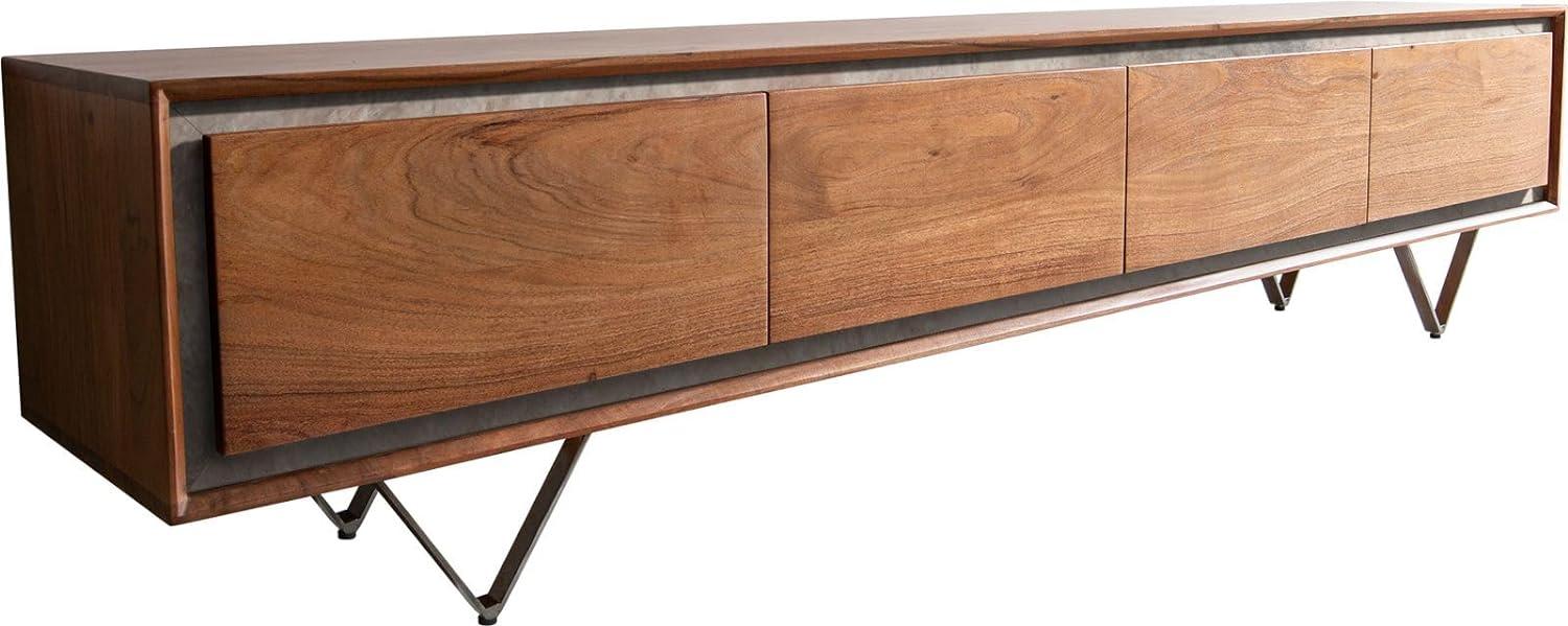 Lowboard Stonegrace 200 cm Akazie Braun Steinfurnier 4 Türen V-Fuß Schwarz Bild 1