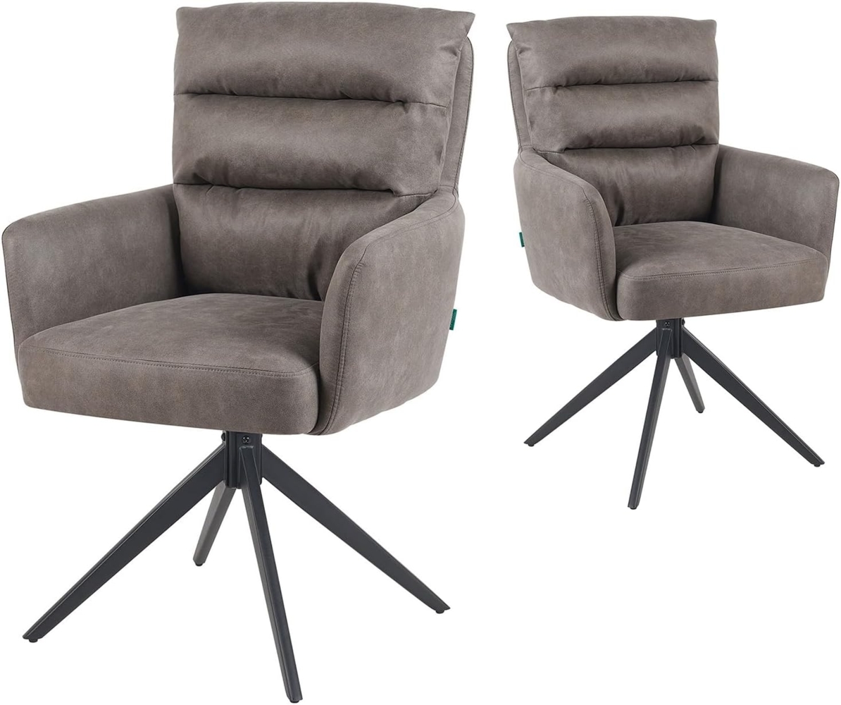 DUBI Möbel Polsterstuhl Mika-Alva 2er-Set, Federkern, pulverbeschichtet, 360° drehbar im 2er-Set Bild 1