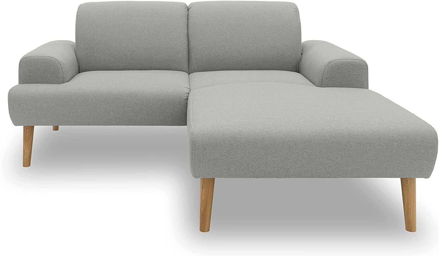 DOMO Collection Salinas Ecksofa mit Federkern, kleines Federkernsofa mit Holzfüßen und schwebender Optik, Sofa, Couch, Eckcouch, Silber, 217 x 176 cm Bild 1