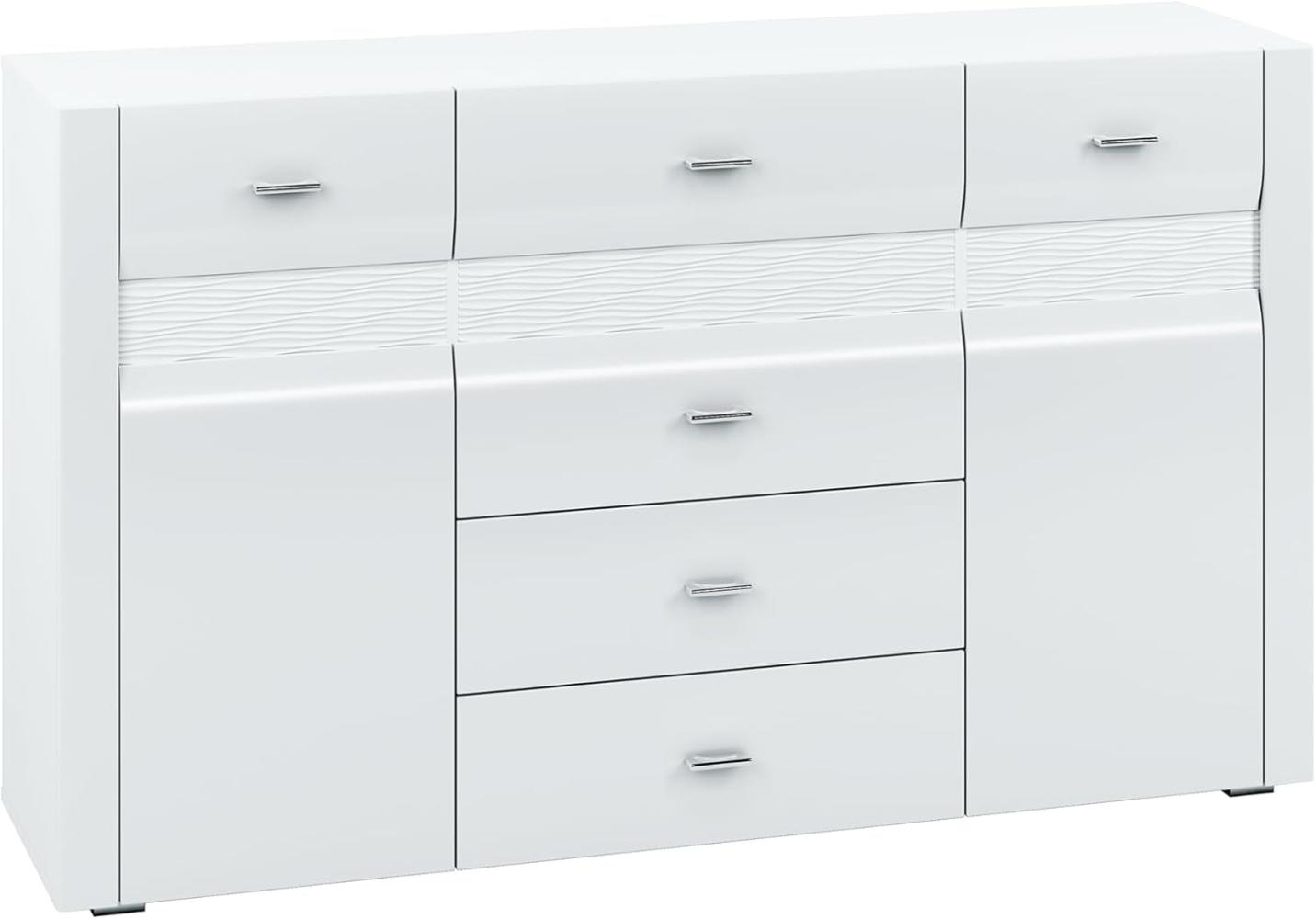 Sideboard "Arko" Kommode 159cm MDF weiß Hochglanz Bild 1