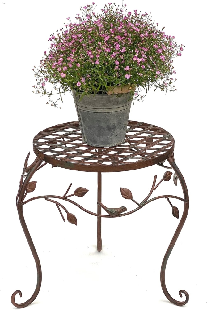 DanDiBo Blumenhocker Metall Braun 30 cm Blumenständer 93992 M Blumensäule Antik Pflanzenständer Pflanzenhocker Bild 1