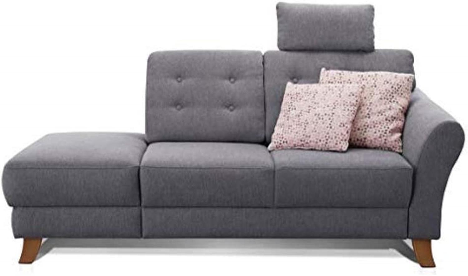 Cavadore Recamiere Trond mit Federkern / Modernes Sofa im Landhausstil mit Armteil rechts / Inkl. Kopfstütze und Rückenkissen / 194 x 89 x 92 / Flachgewebe grau Bild 1