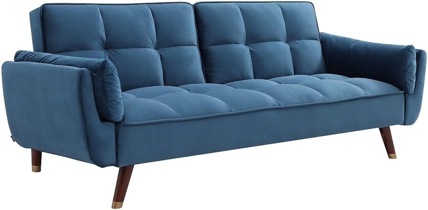 Vente-unique - Klappsofa 3-Sitzer mit Schlaffunktion - Samt - Blau - GULCAN Bild 1