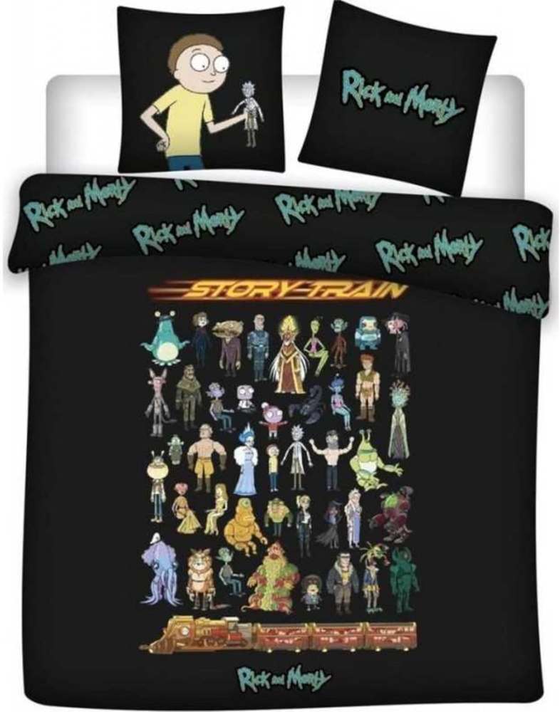 Rick and Morty Doppelbettwäsche Set – 1x Deckenbezug 240x220 cm & 2x Kissenbezüge 65x65 cm aus Baumwolle Bild 1