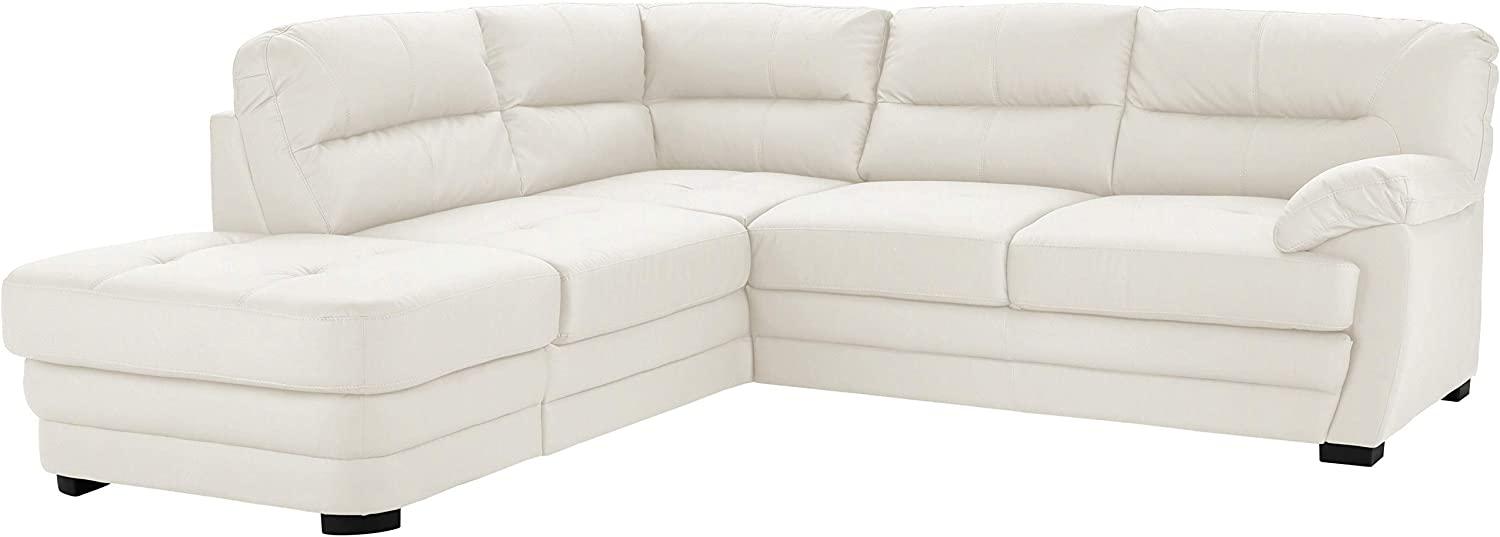 Mivano Ecksofa Royale / Zeitloses Schlafsofa in L-Form mit Bettfunktion, Stauraum, Ottomane und hohen Rückenlehnen / 246 x 90 x 230 / Lederoptik, weiß Bild 1