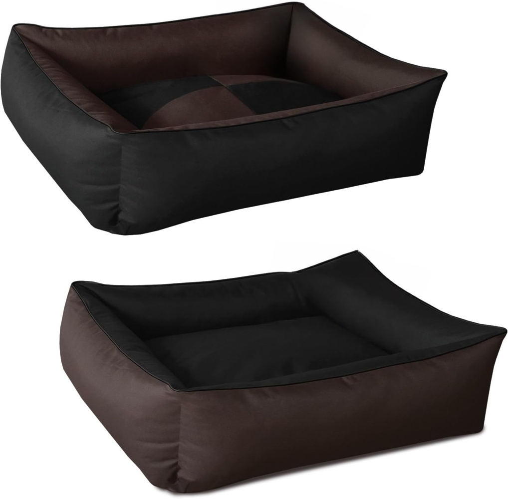 BedDog 2in1 Hundebett MAX QUATTRO, großes Hundekörbchen aus Cordura, waschbares Hundebett mit Rand, Hundesofa (XXXL) ca. 150x110x28cm, MOCCA (schwarz/braun) Bild 1