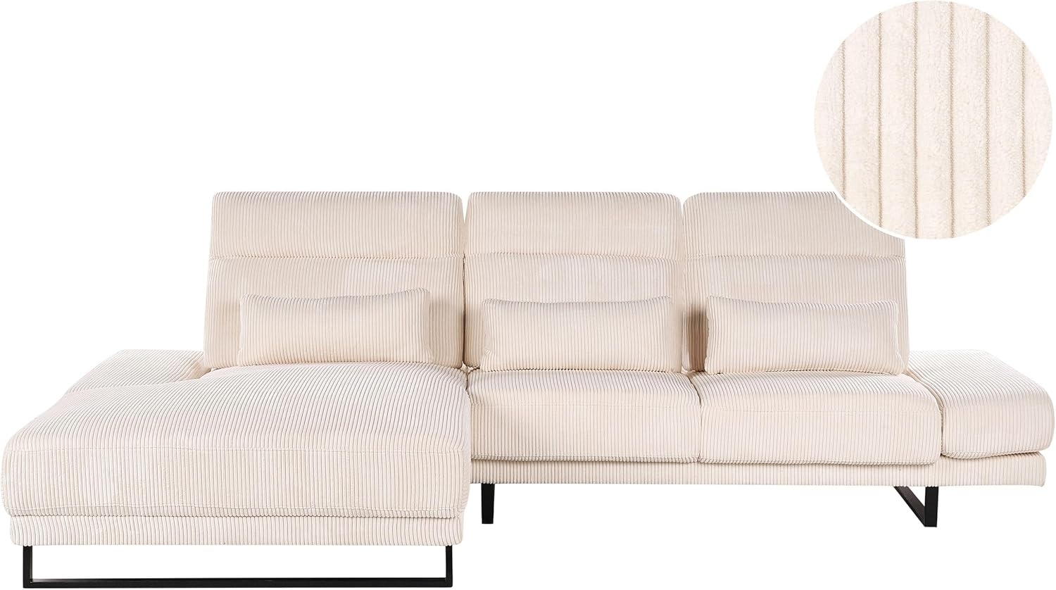 Ecksofa IKAST Cord Beige 4-Sitzer Rechtsseitig Bild 1