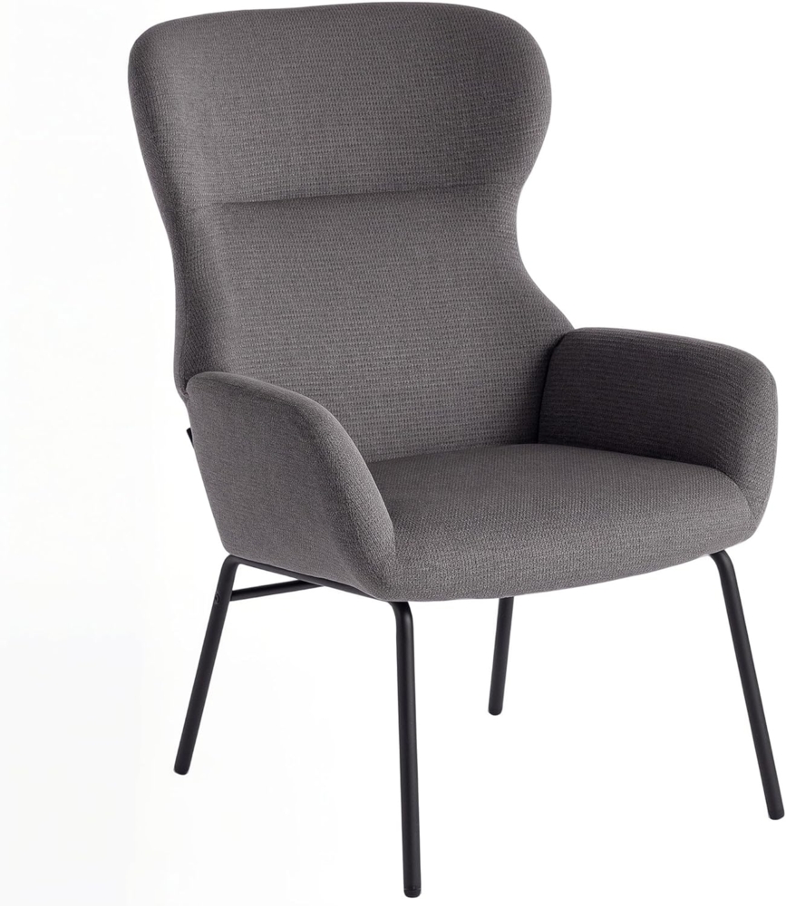 HOMCOM Relaxsessel Ohrensessel Wohnzimmer Sessel mit hoher Rückenlehne, Stahlbeine (Polstersessel mit Leinenoptik, 1-St, Loungesessel), Lesesessel für Schlafzimmer Dunkelgrau Bild 1