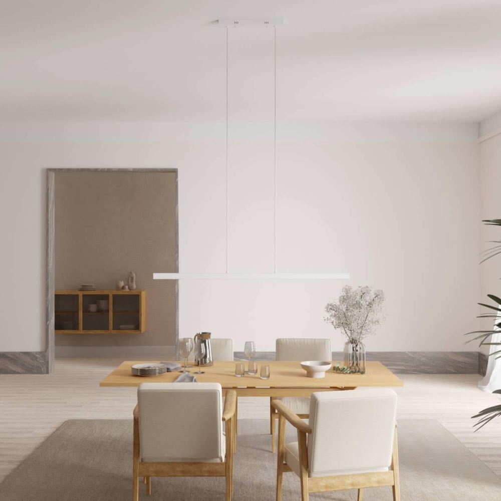 LUMIÈRE Design Calimera 'V2' Designer Pendelleuchte mit Fernbedienung & Smart Home Integration (WiFi+BLE), 150 cm, Weiß Bild 1
