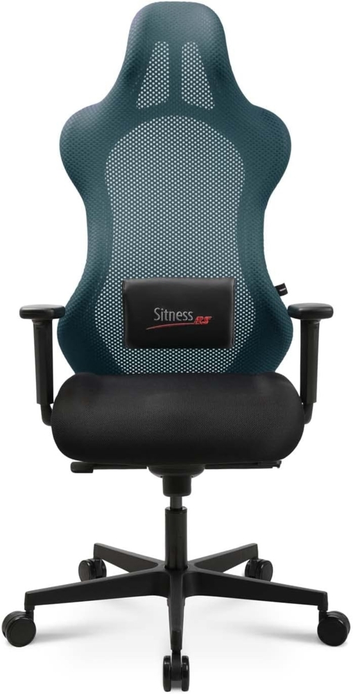 Topstar Bürostuhl Gamingstuhl Sitness RS Sport inkl. Armlehnen schwarz/schwarz Petrol mit Lordosenkissen Bild 1