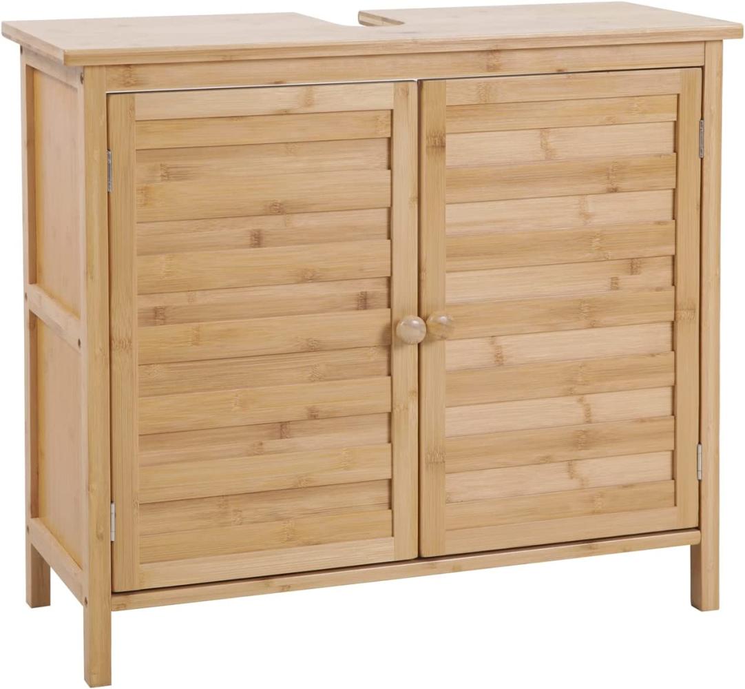 SVITA Waschbeckenunterschrank Badschrank mit Regal freistehend Natur Bambus Bild 1