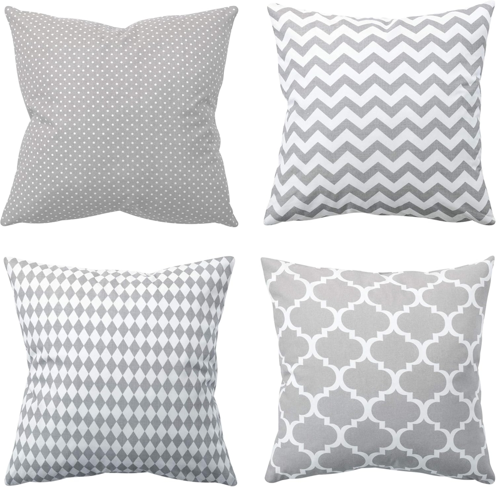 Amilian Dekokissen 4er Set - Dekokissen mit Füllung - 45x45 cm - Deko Kissen Bild 1