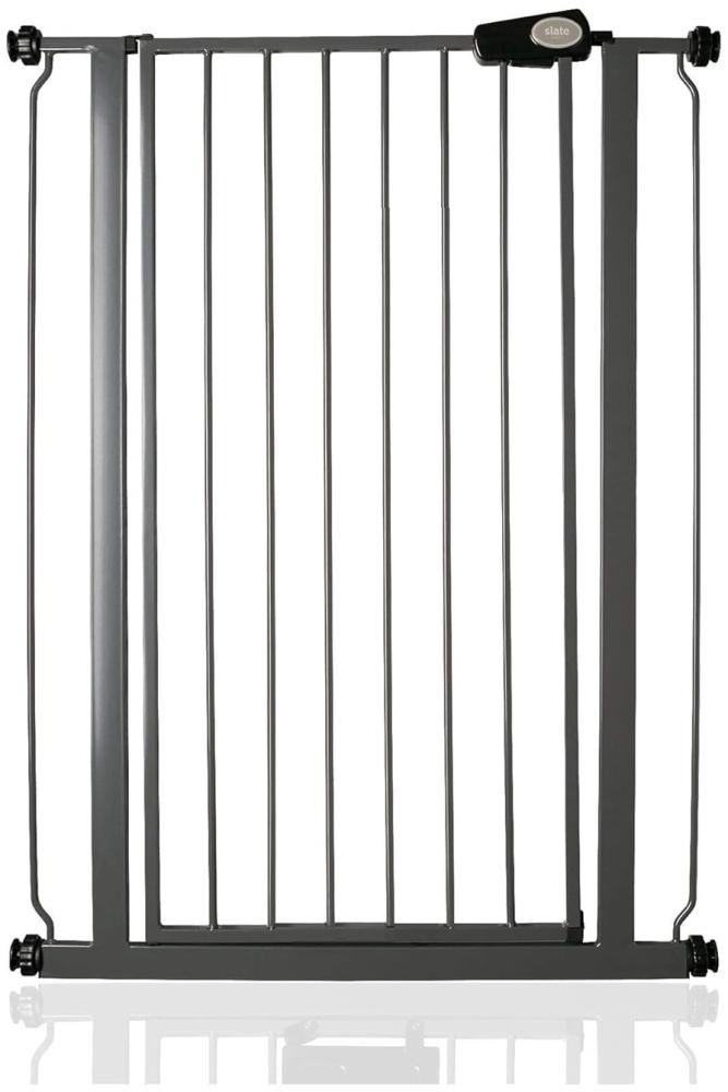 Safetots Extrahoher Metall-Sicherheitsgitter, Druckmontage, 81.4cm - 89cm, Schiefergrau, 104cm Höhe, Extrahohe Treppengitter, Gitter für hohe Babys, Einfache Installation Bild 1