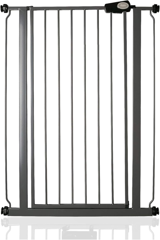 Safetots Extrahoher Metall-Sicherheitsgitter, Druckmontage, 81.4cm - 89cm, Schiefergrau, 104cm Höhe, Extrahohe Treppengitter, Gitter für hohe Babys, Einfache Installation Bild 1