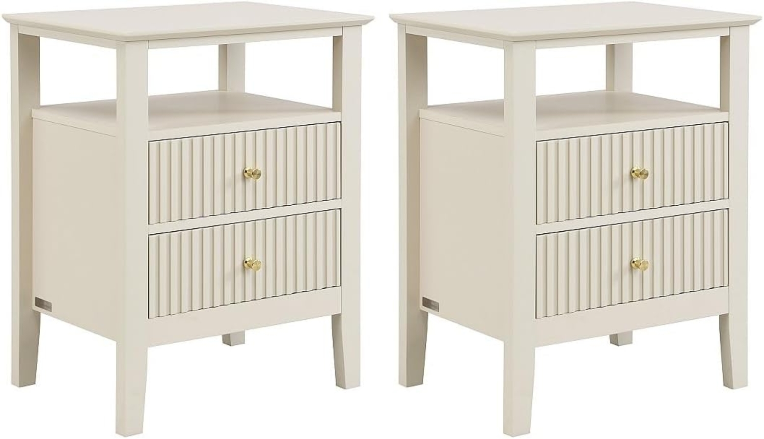 Vente-unique - Nachttisch 2er-Set 2 Schubladen & 1 Ablage – MDF – Beige – NIRIVA Bild 1