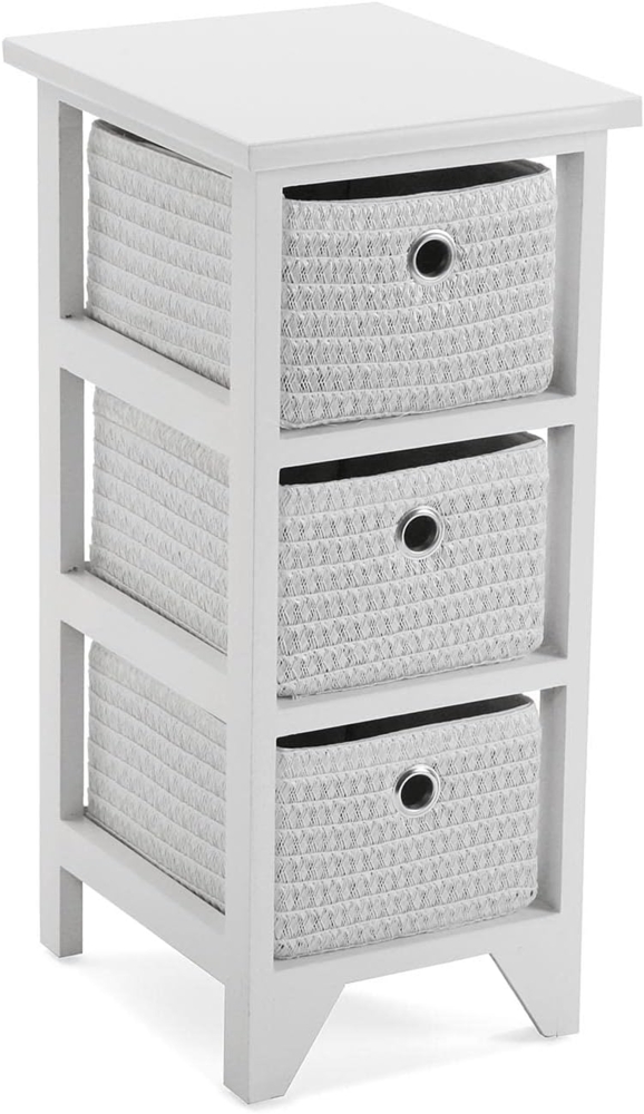 Versa Ohai Möbel für das Bad, Kommode mit 3 Ablagefächern, Maßnahmen (H x L x B) 56 x 30 x 25 cm, Holz, Farbe: Weiß Bild 1