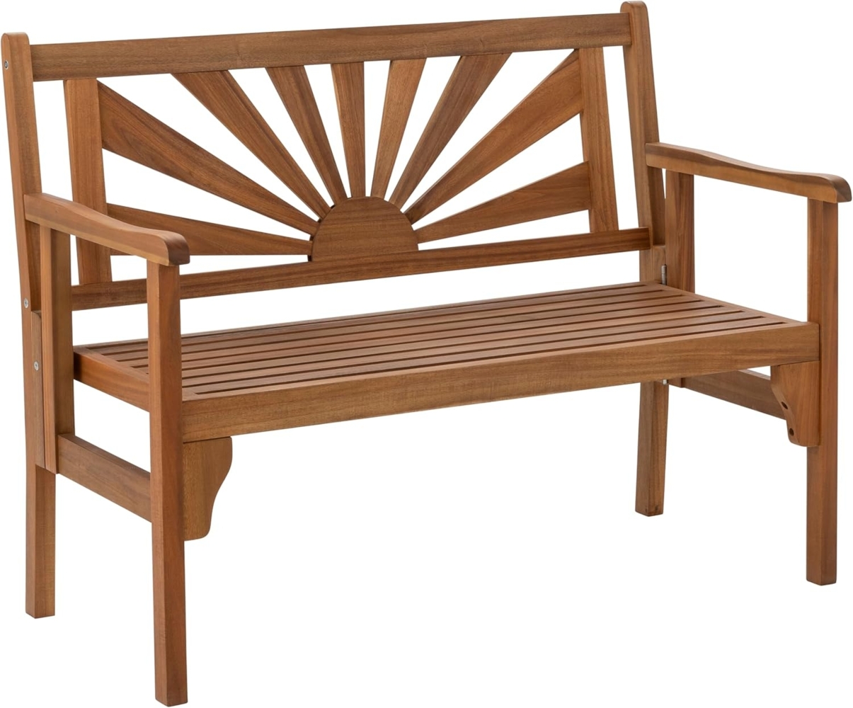 Dehner Gartenbank Sunshine, Klappbank 2-Sitzer, ca. 120 x 91 x 59 cm, aus FSC®-zertifiziertem Akazienholz, naturbelassen Bild 1