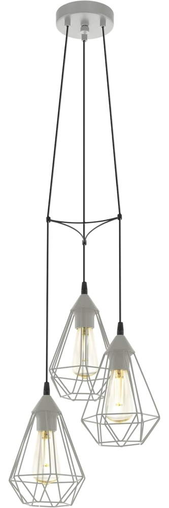 EGLO Cluster Hängelampe Tarbes, 3-flammige Pendelleuchte über Esstisch, Deckenlampe hängend aus Metall in Grau, Esszimmerlampe mit E27 Fassung, Ø 31 cm Bild 1