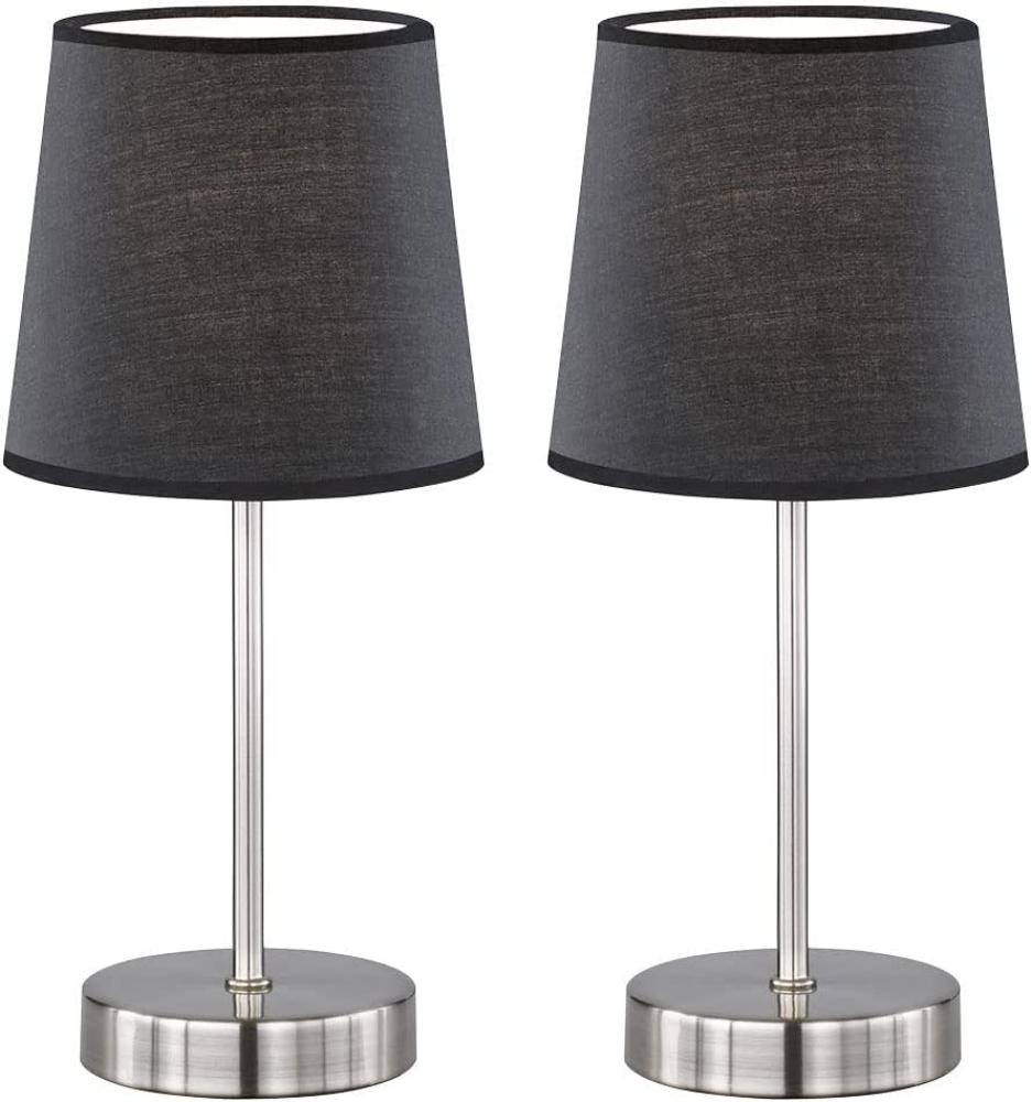 2er Set Tischleuchte, Textil schwarz, nickel matt, H 32 cm Bild 1