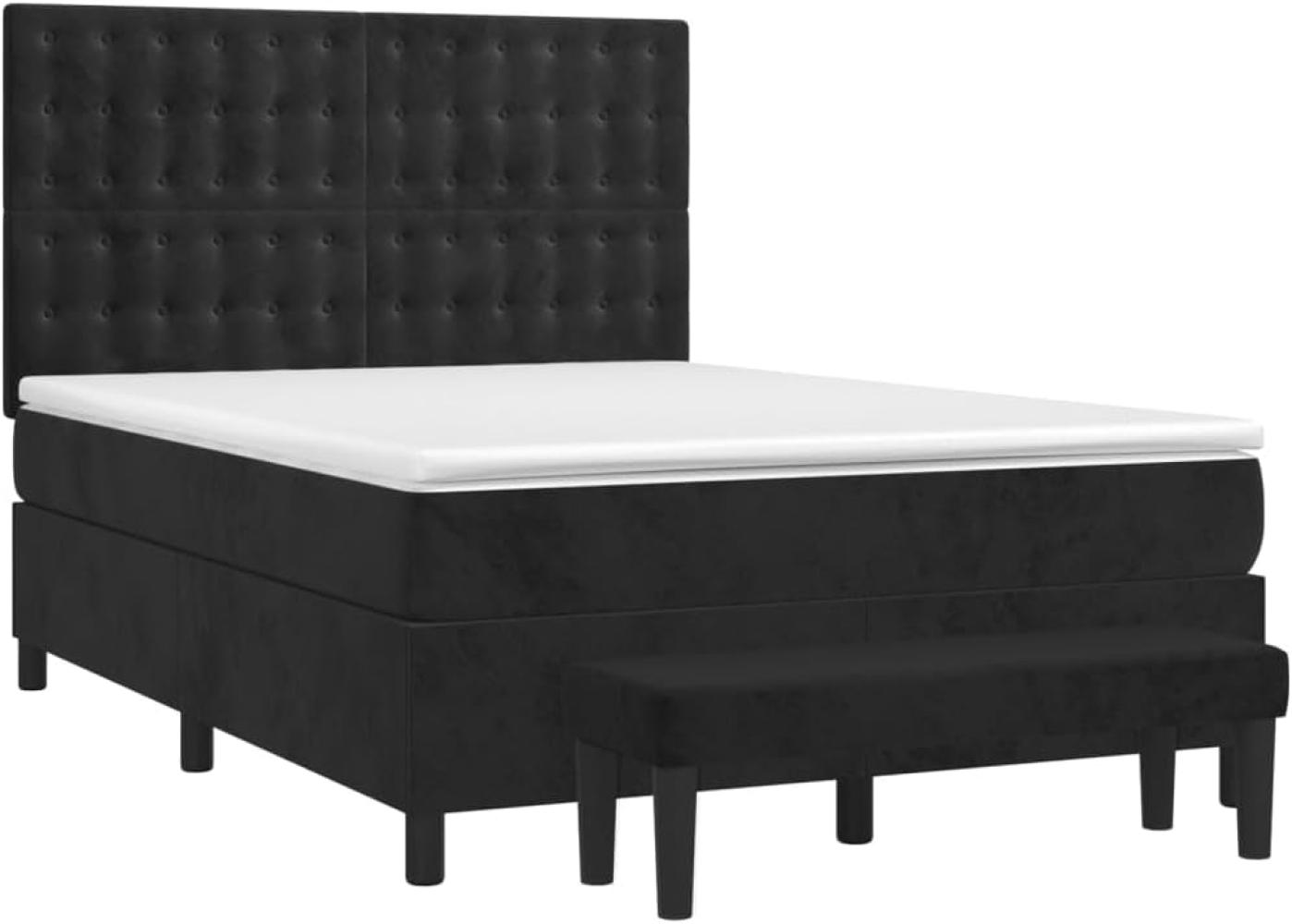 vidaXL Boxspringbett mit Matratze Schwarz 140x190 cm Samt 3138081 Bild 1