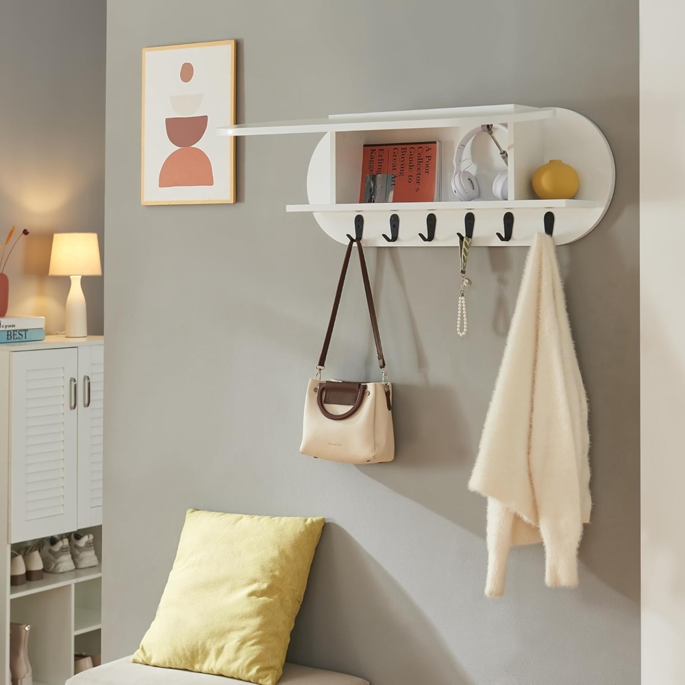 Wandgarderobe Vilkön mit Ablagefach 80x16x30 cm Weiß [en. casa] Bild 1