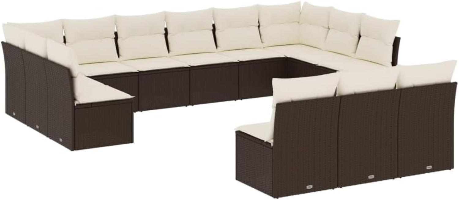 vidaXL 13-tlg. Garten-Sofagarnitur mit Kissen Braun Poly Rattan 3218393 Bild 1