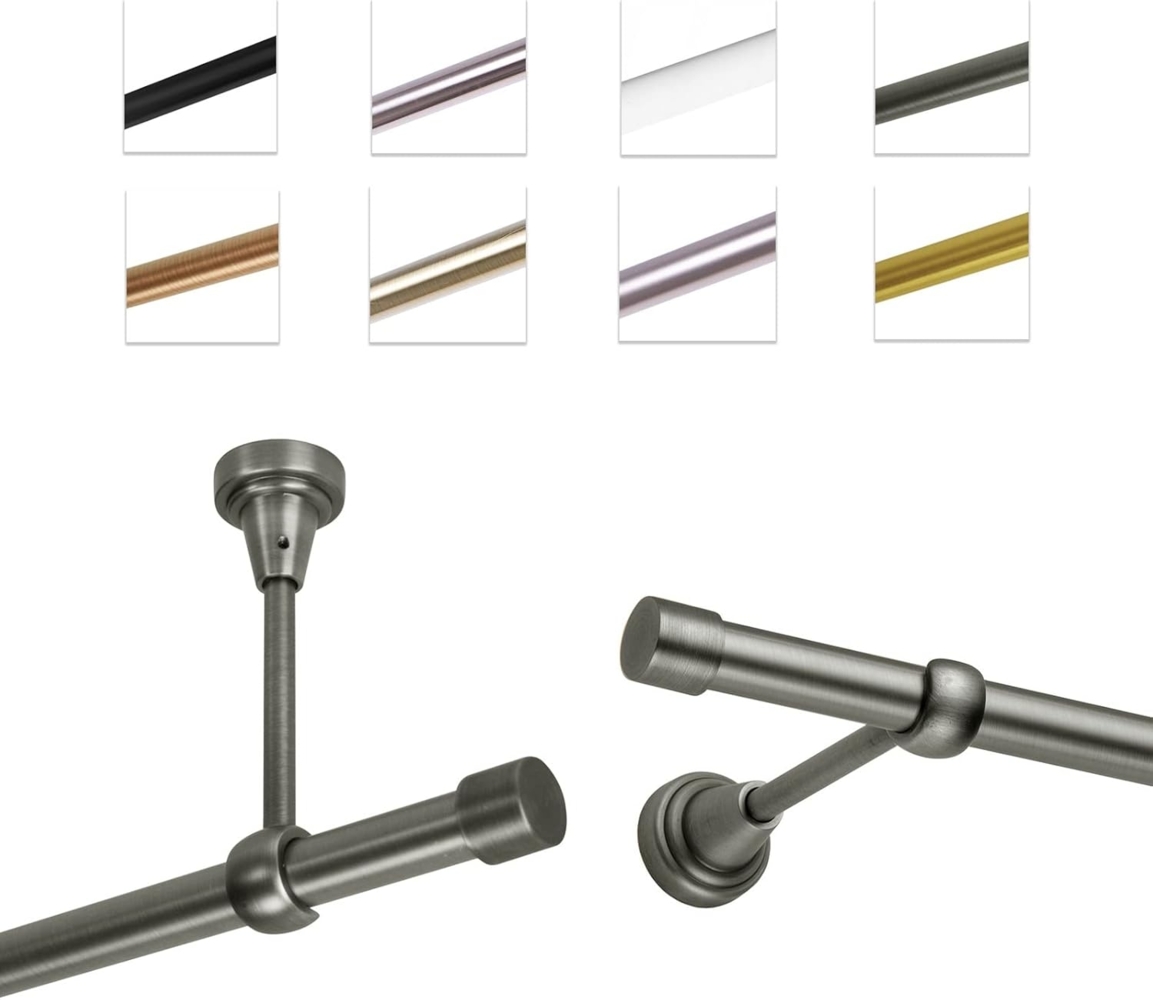 MDEKOR Gardinenstange Vorhangstange 19mm, 1-läufig, kürzbar, 1-läufig Wand oder Deckenmontage, 120 cm Antik Stahl Bild 1