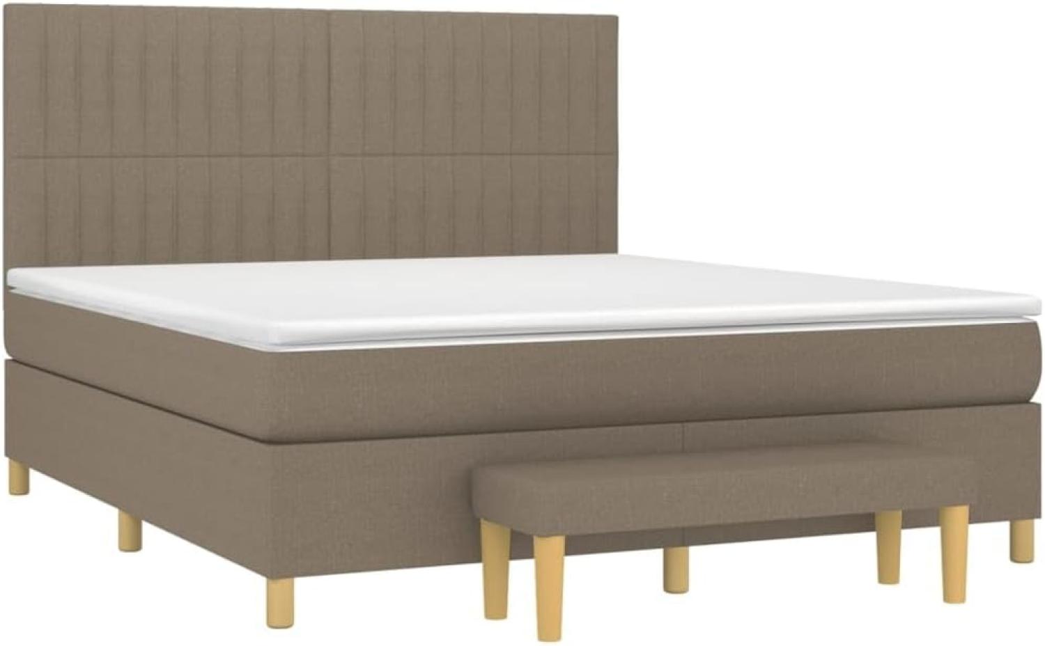 vidaXL Boxspringbett mit Matratze Taupe 180x200 cm Stoff 3137337 Bild 1