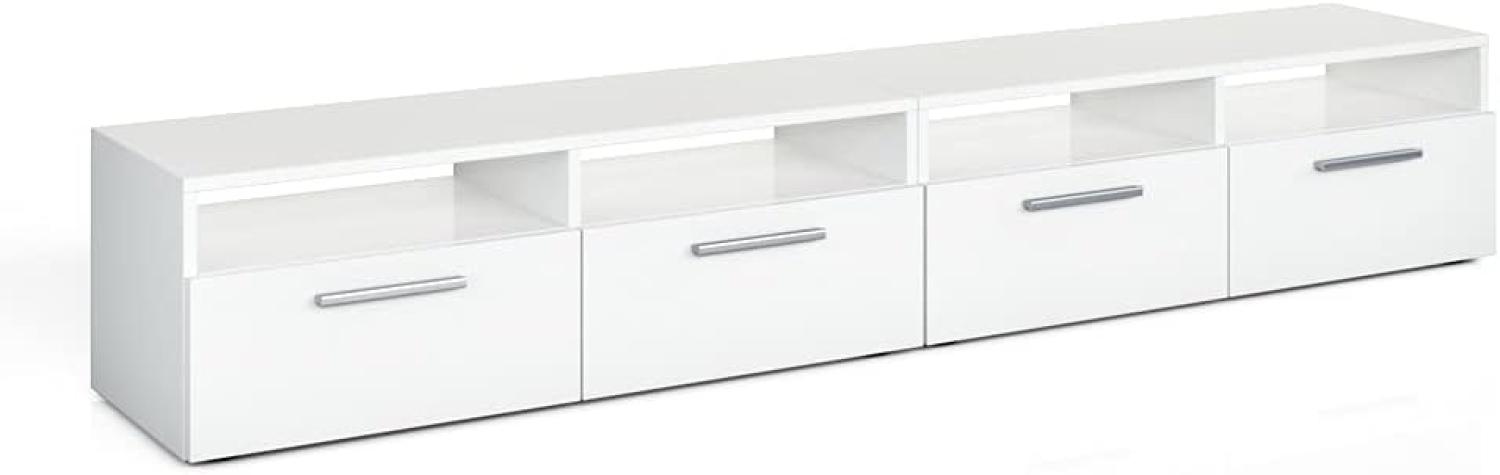 Vicco Lowboard Diego Fernsehschrank Sideboard TV Fernsehtisch Weiß Hochglanz Bild 1