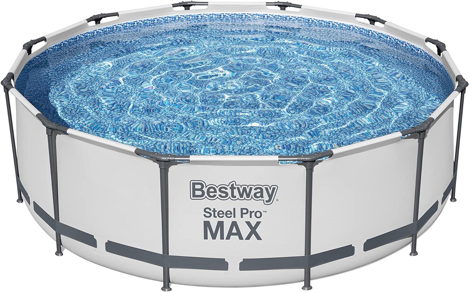 Steel Pro MAX™ Frame Pool Set mit Filterpumpe + Verdeck Ø 366 x 100 cm, lichtgrau, rund Bild 1