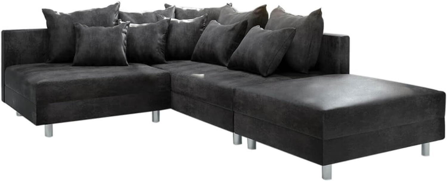 Eckcouch Clovis Anthrazit Antik Optik mit Hocker Ottomane Rechts Ecksofa Modular Bild 1