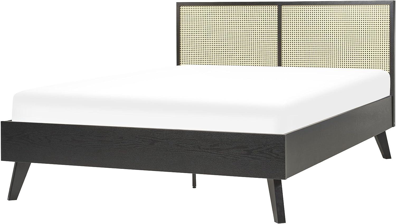 Bett mit Lattenrost MONPAZIER 140 x 200 cm Rattan Schwarz Bild 1