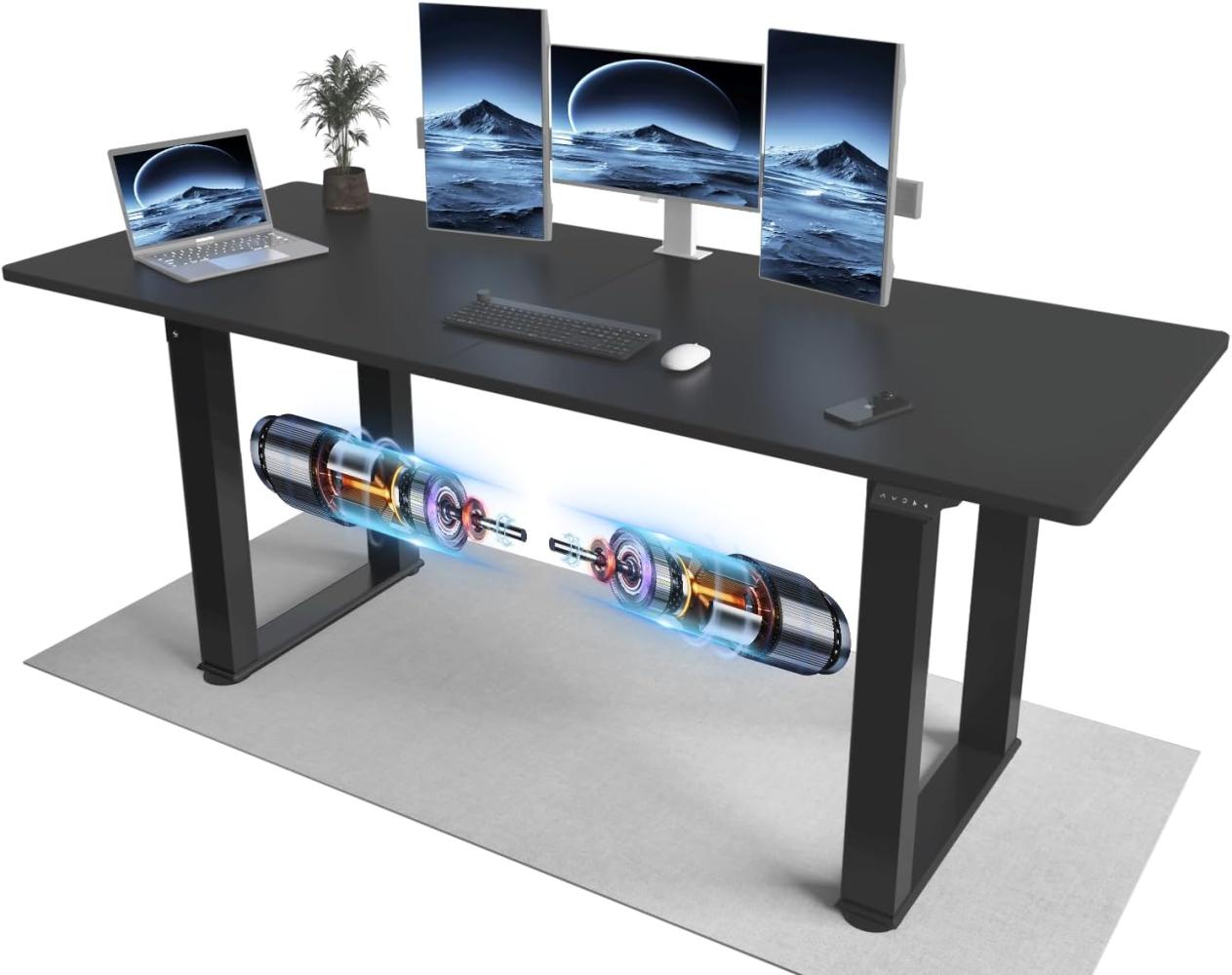 JUMMICO 2 Motoren 180x80 cm Höhenverstellbarer Schreibtisch mit 4 Beinen für Super Stabilität,Große Schreibtisch Höhenverstellbar Elektrisch Ergonomischer Computertisch Steh-Sitztisch,Schwarz Bild 1