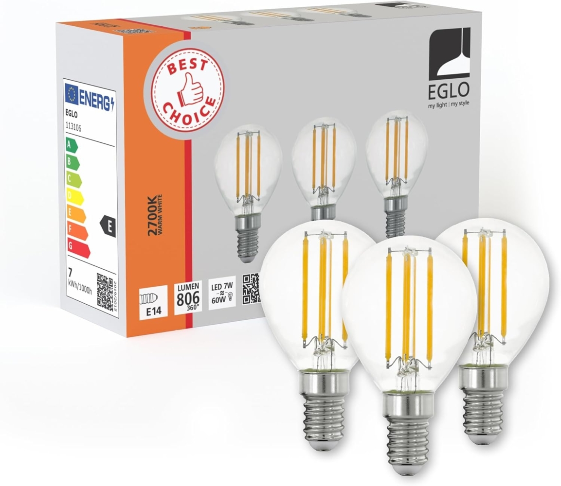 Eglo 113106 LED Leuchtmittel E14 3X7W 2700K L:7. 8cm Ø4. 5cm Bild 1