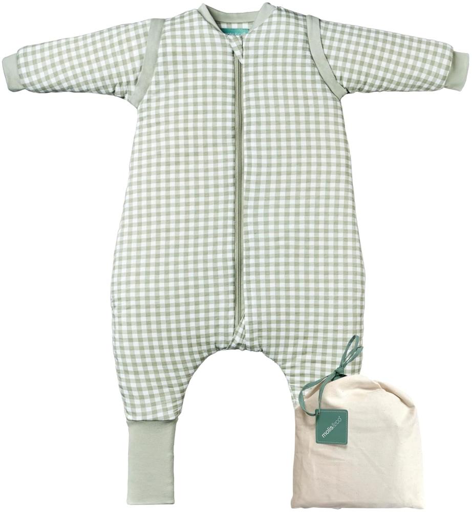 molis&co - Baby schlafsack mit Füßen, abnehmbare Ärmel und Socken - Ideal für den Winter - Babyschlafsack mit Füßen 2.5 tog - 100% Baumwolle (Oeko-TEX 100), Premium Qualität - Mint Tea (80 cm) Bild 1