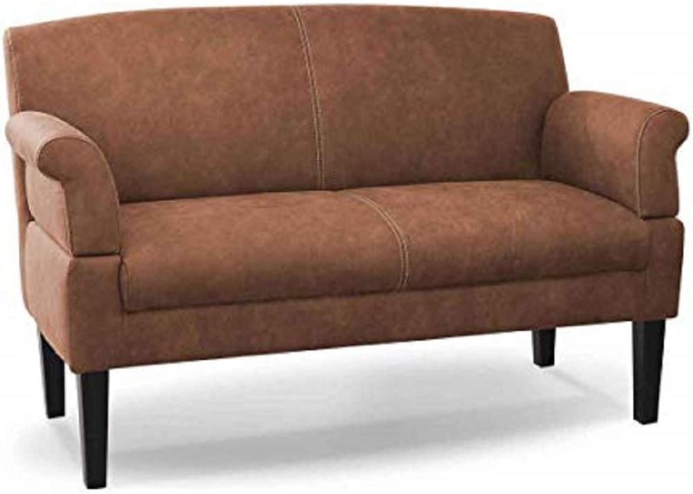 CAVADORE 2-Sitzer Küchensofa Malm, Sitzbank für Küche oder Esszimmer in Lederoptik, Inkl. Armteilverstellung, Federkern und moderner Kontrastnaht, 152 x 97 x 78, Mikrofaser: cognac Bild 1