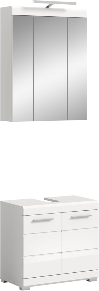 furnling Badmöbel-Set Scott, (2-St, aus Spiegelschrank mit Beleuchtung, Waschbeckenunterschrank), Badmöbel, Badschränke, mit Beleuchtung, Breite 60 cm Bild 1