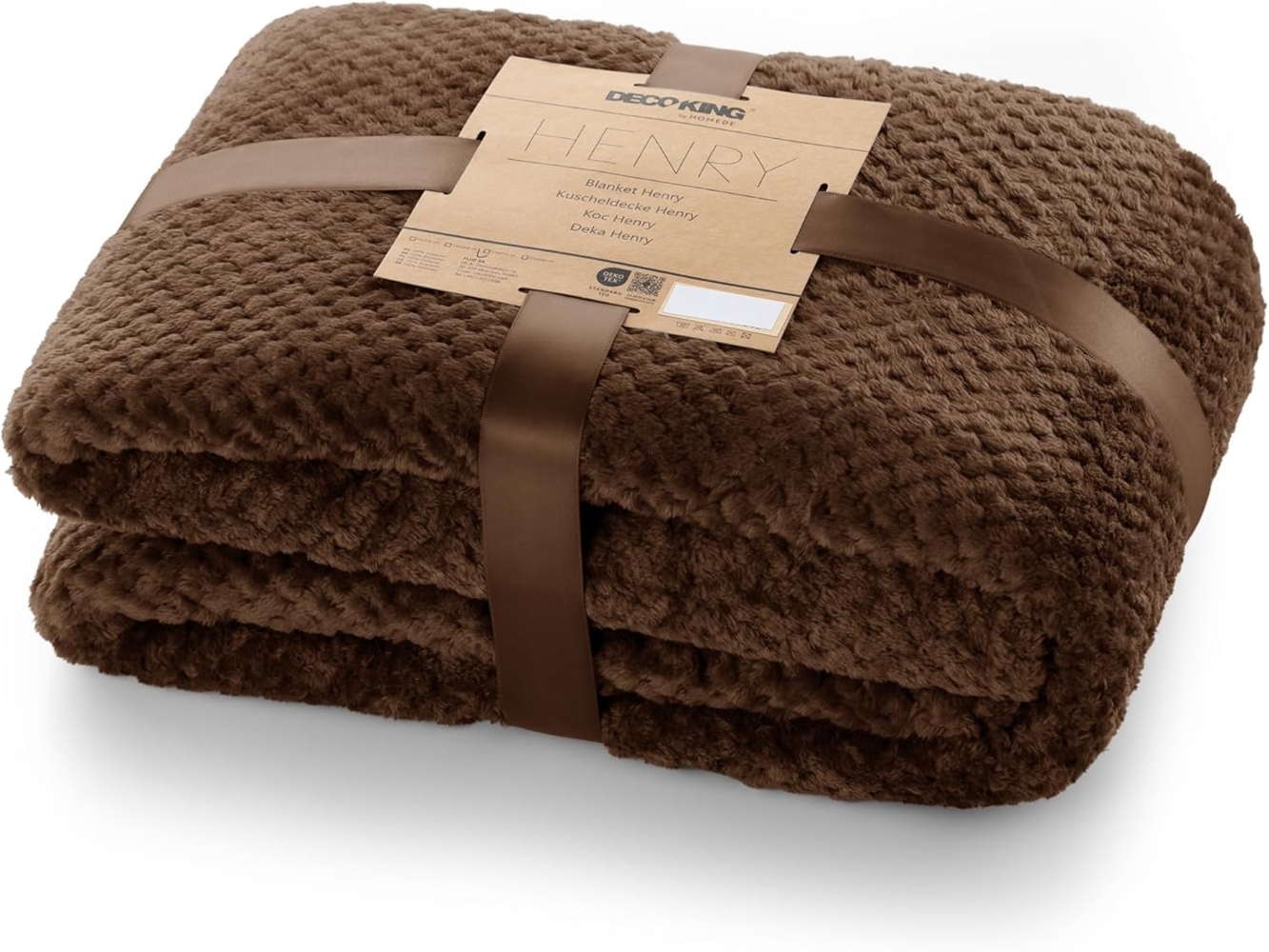 DecoKing Kuscheldecke 220x240 cm braun Decke Microfaser Wohndecke Tagesdecke Fleece weich sanft kuschelig skandinavischer Stil Schoko Henry Bild 1