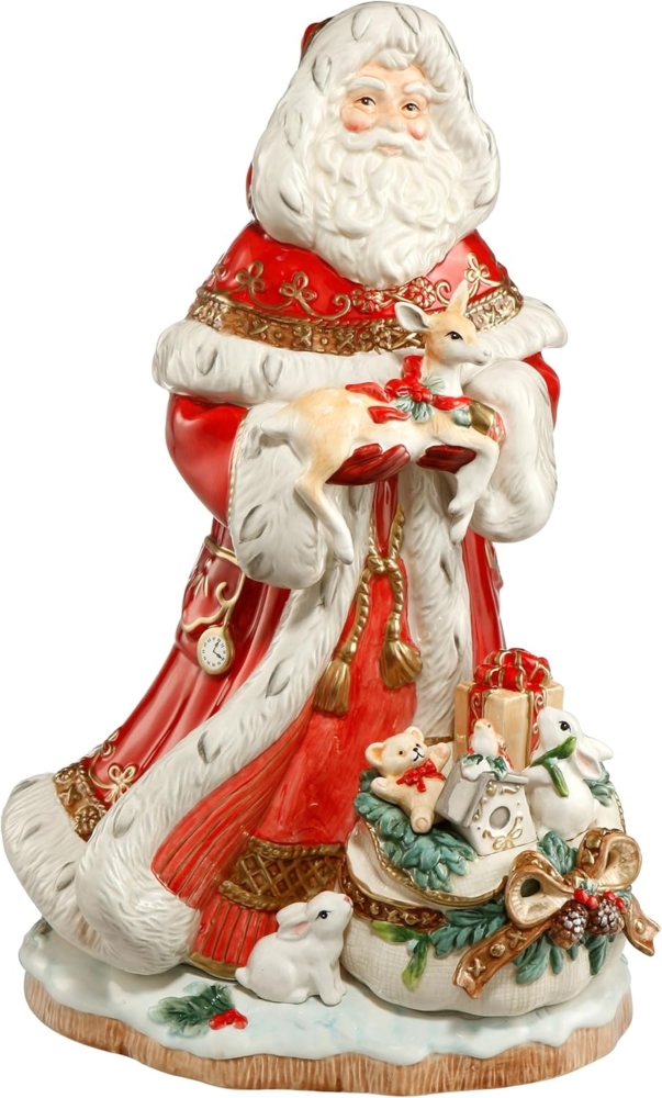 Goebel Figur Santa mit Geschenkesack vorne, Rot, Fitz & Floyd, Weihnachten, Steingut, Bunt, 51001261 Bild 1