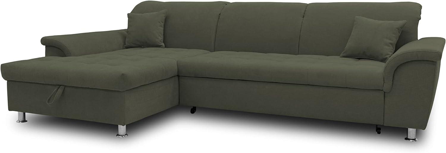 DOMO Collection Ecksofa Franzi, Couch in L-Form, Sofa, Eckcouch mit Rückenfunktion Polsterecke, Dunkelgrün, 279x162x81 cm Bild 1