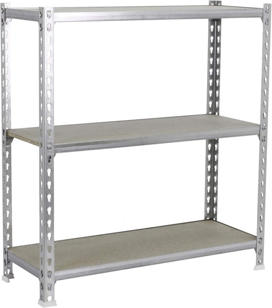 Simonrack Schwerlastregal, Lagerregal, 90 x 110 x 40 cm, Metallregal, Kellerregal, Biegestelle 200 kg, 3 Holzfachböden, Verzinkt/Holz - Maderclick Bild 1