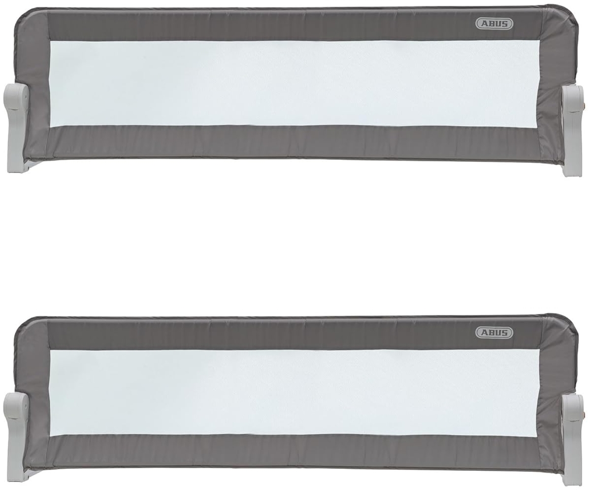 ABUS Bettgitter Eric für Babys und Kinder - Rausfallschutz für Elternbetten, Kinderbetten, Familienbetten - faltbar für Reisen - 2er Set (150 cm) - Grau Bild 1