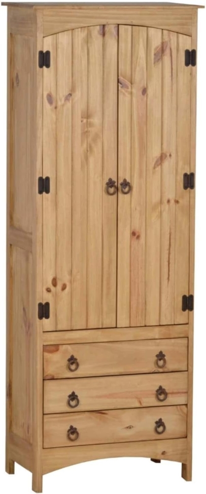 MiaMöbel Mexico Hochschrank - 2-türig Massivholz Pinie Landhaus Mexiko Möbel Mexikanisch Bild 1