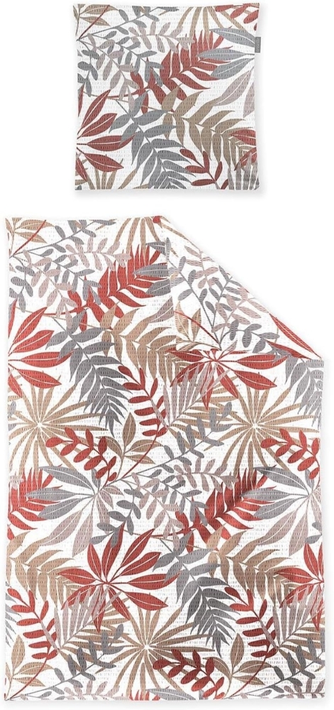 Irisette Seersucker Bettwäsche Easy Gillingham rot|155x220 cm + 80x80 cm Bild 1