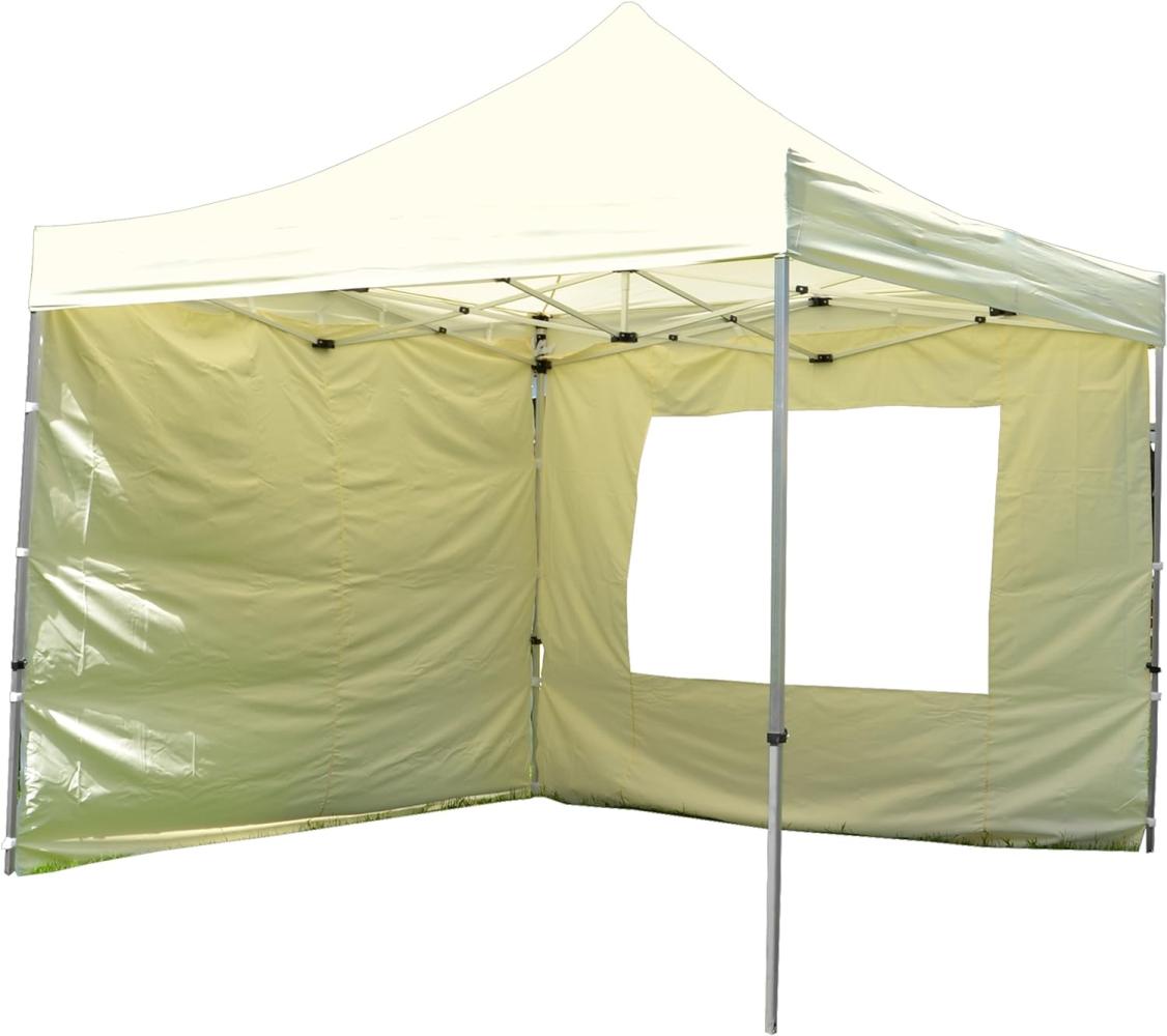 Nexos SM936149_SL01 Profi Faltpavillon Partyzelt Pavillon 3x3 m mit 4 Seitenteilen - hochwertige Ausführung - wasserdichtes Dach 270 g m² plus Tragetasche - Champagner, Weiß Polyester Faltpavillon Bild 1