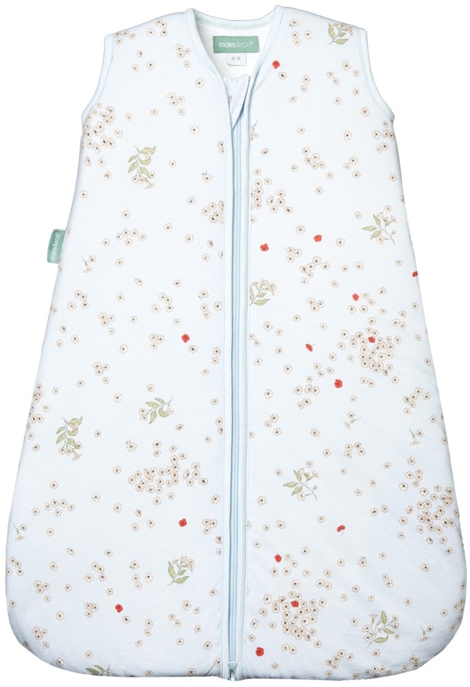 molis&co - Baby Schlafsack ärmellos - Ideal für Frühling und Herbst - Babyschlafsack 1 tog ohne Ärmel - Leicht gepolstert - 100% Baumwolle (Oeko-TEX 100), Premium Qualität - Poppy (85 cm) Bild 1