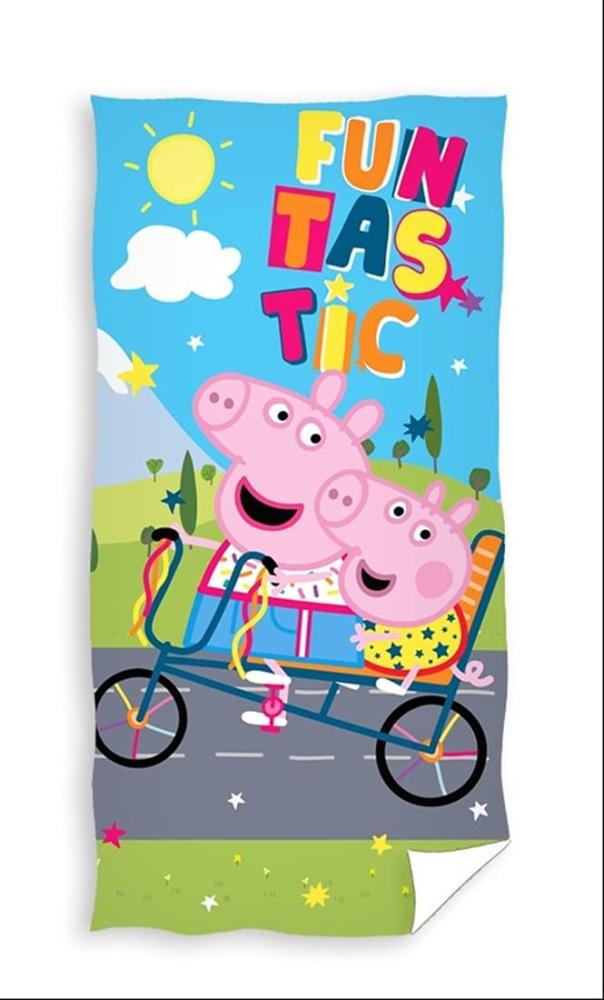 strandtuch Peppa Pig Fahrrad 70 x 140 cm Baumwolle blau Bild 1