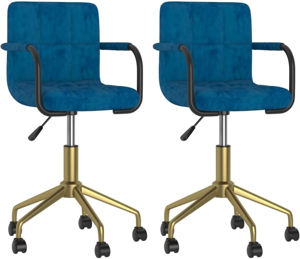 vidaXL Esszimmerstühle 2 Stk. Drehbar Blau Samt [334849] Bild 1