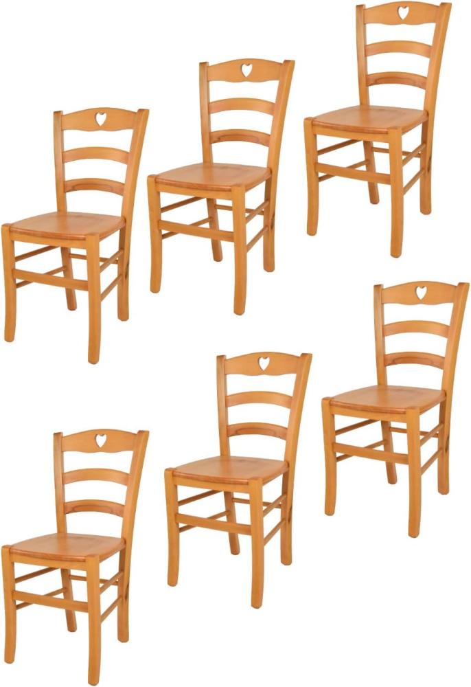 t m c s Tommychairs - 6er Set Stühle Cuore für Küche und Esszimmer, Robuste Struktur aus Buchenholz in der Farbe Honig lackiert und Sitzfläche aus Holz Bild 1